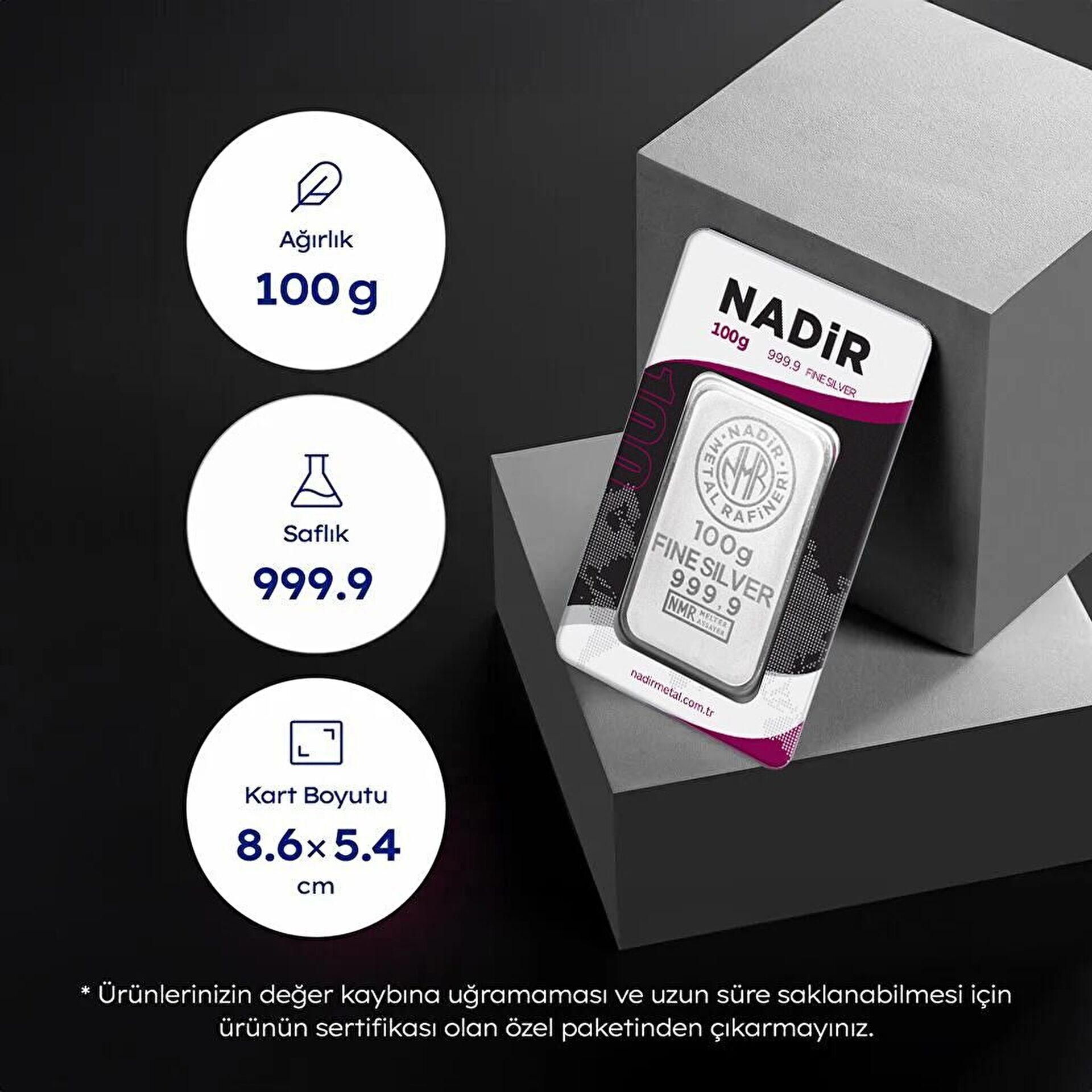 NadirGold 100 Gr Gümüş Külçe - 4