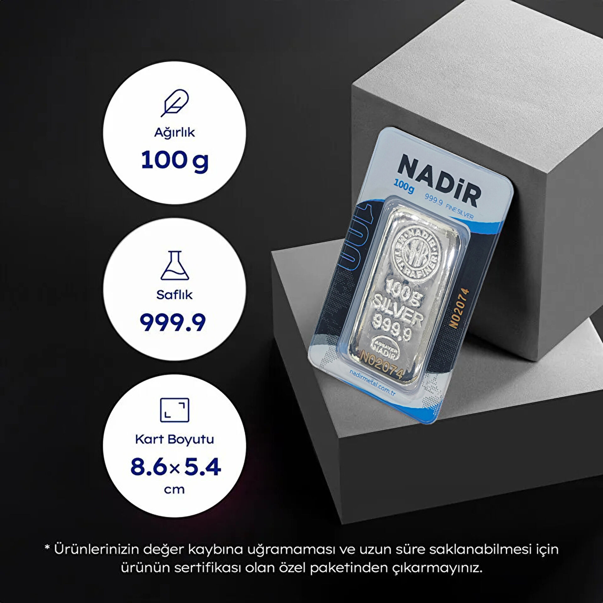 NadirGold 100 Gr Gümüş Külçe (Döküm) - 4
