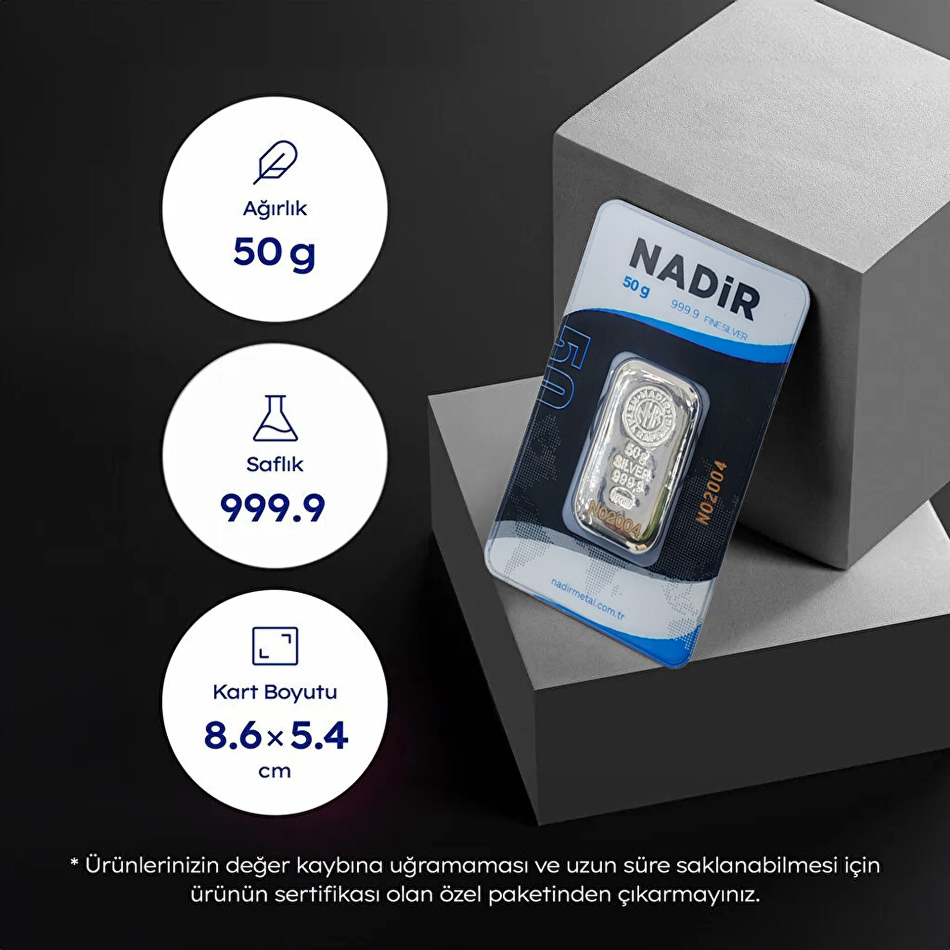 NadirGold 50 Gr Gümüş Külçe (Döküm) - 4