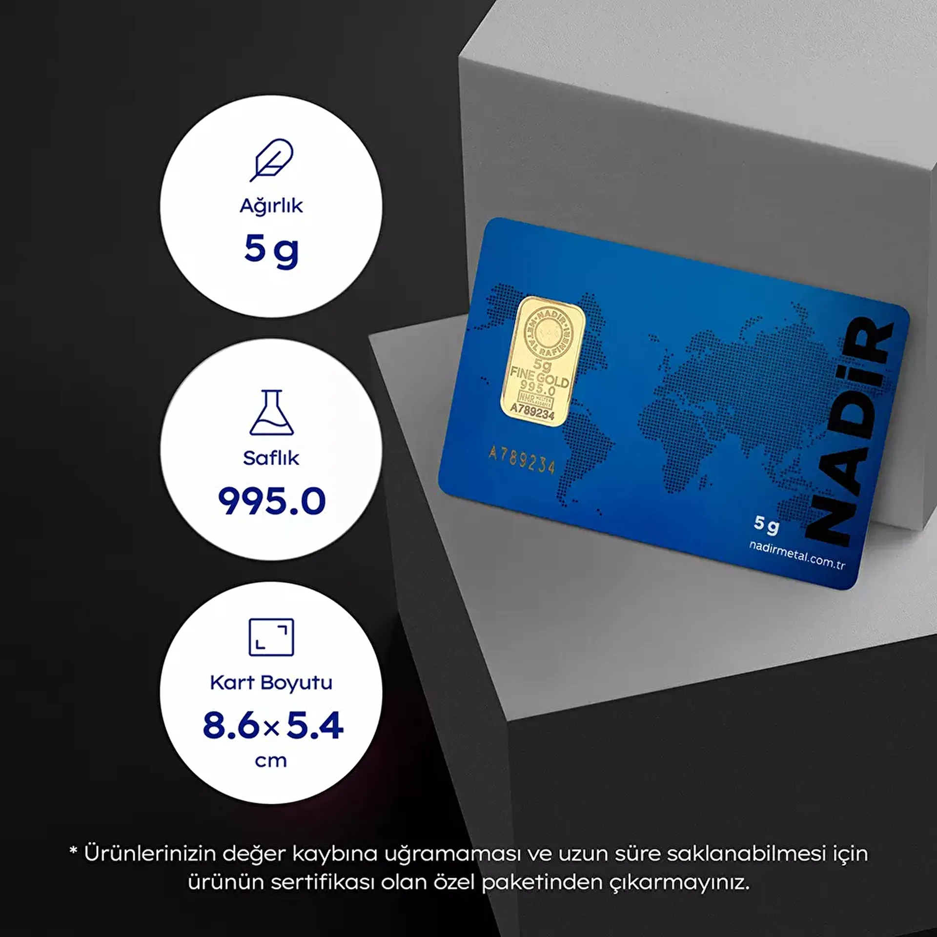 NadirGold 5 Gr Külçe Altın - 3