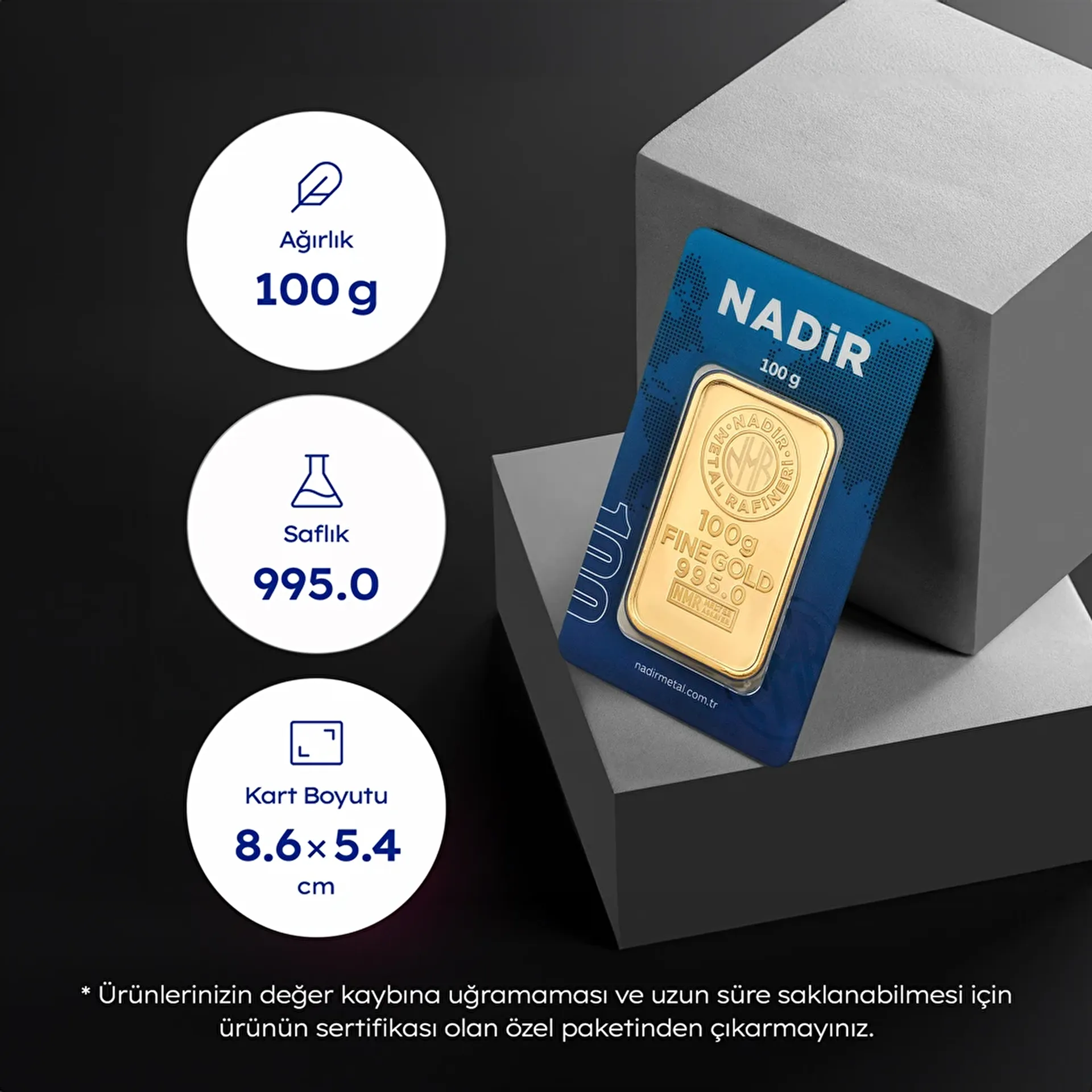 NadirGold 100 Gr Külçe Altın - 3