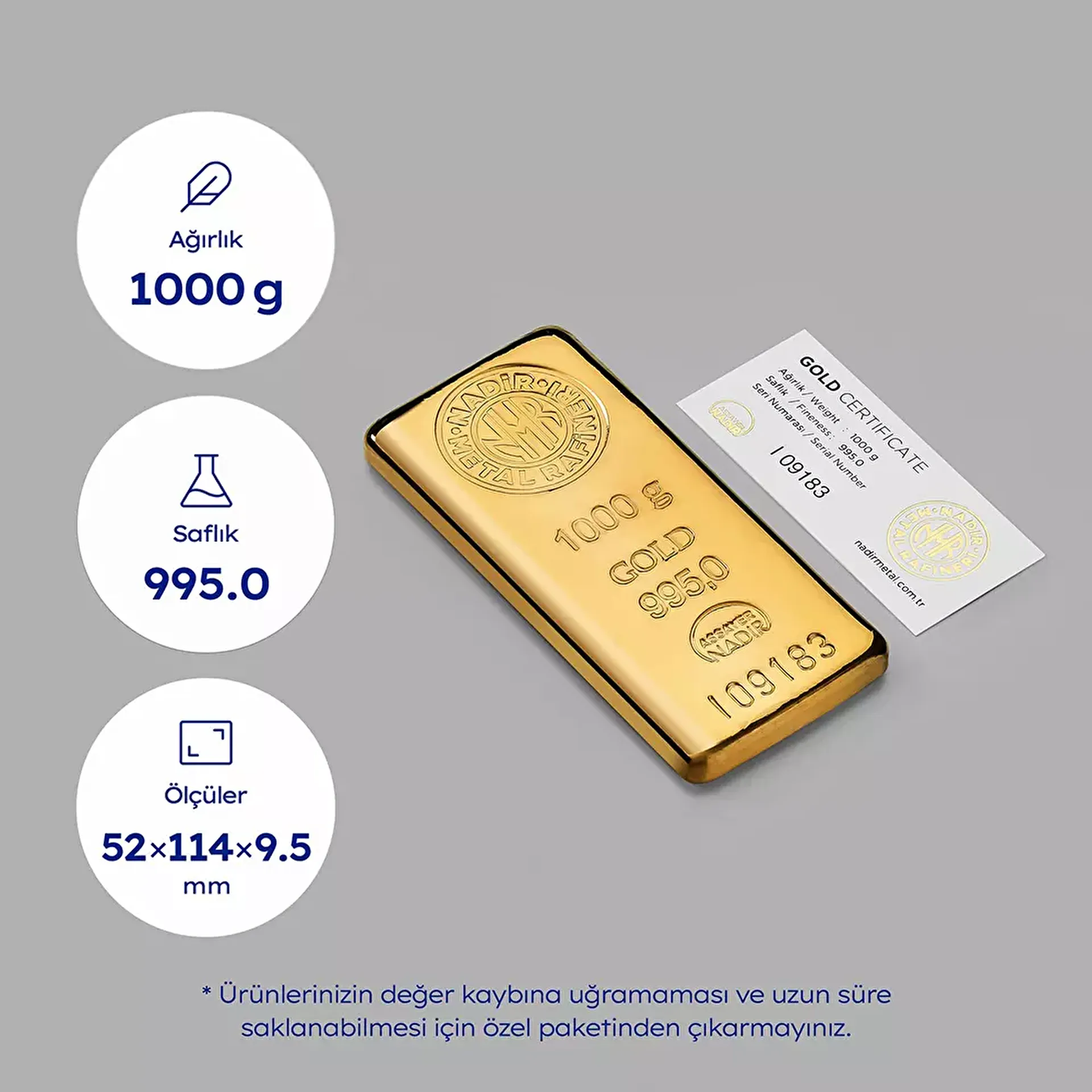 NadirGold 1000 Gr Külçe Altın - 3