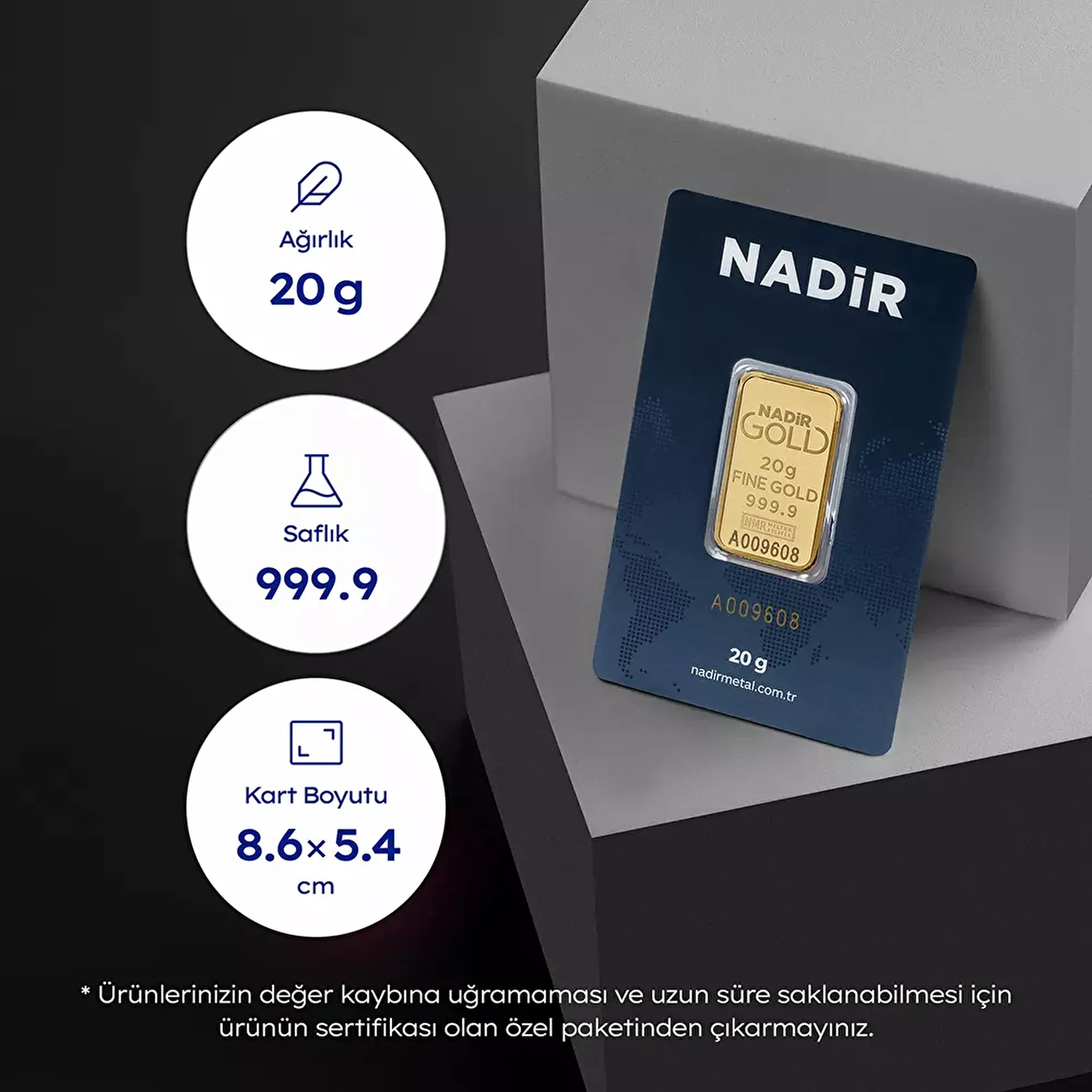 NadirGold 20 Gr Külçe Altın 999.9 - 3