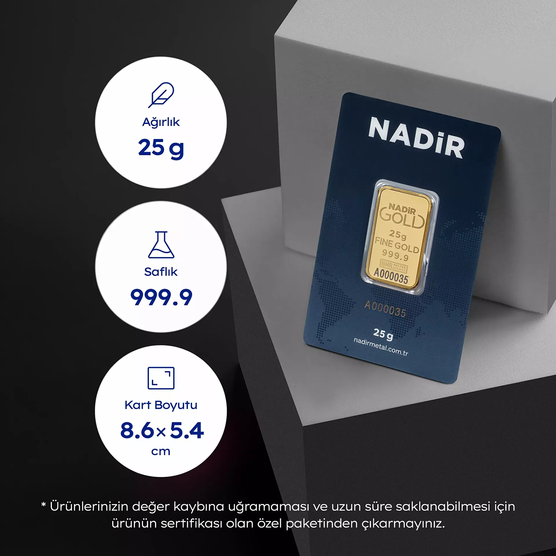 NadirGold 25 Gr Külçe Altın 999.9 - 3