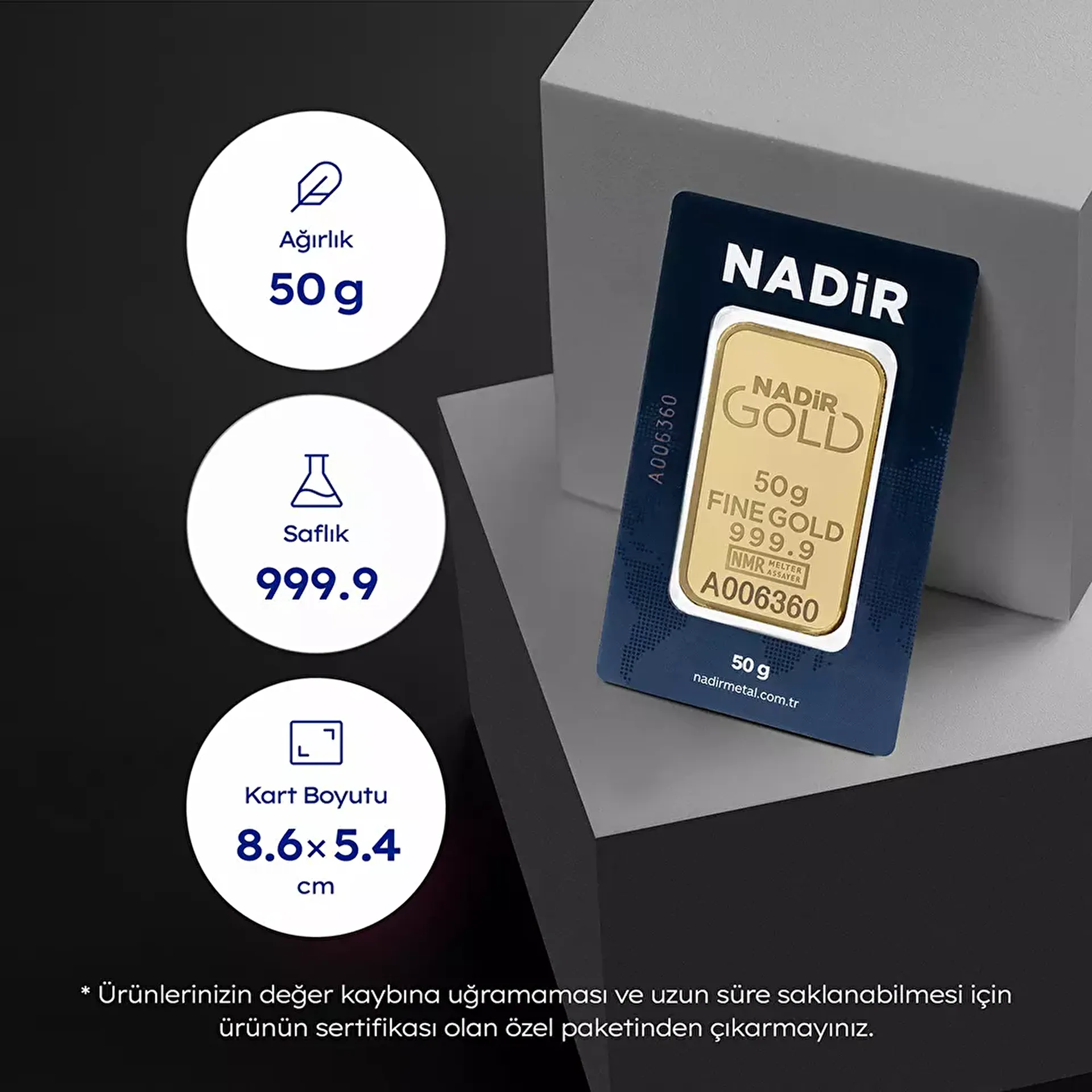 NadirGold 50 Gr Külçe Altın 999.9 - 3