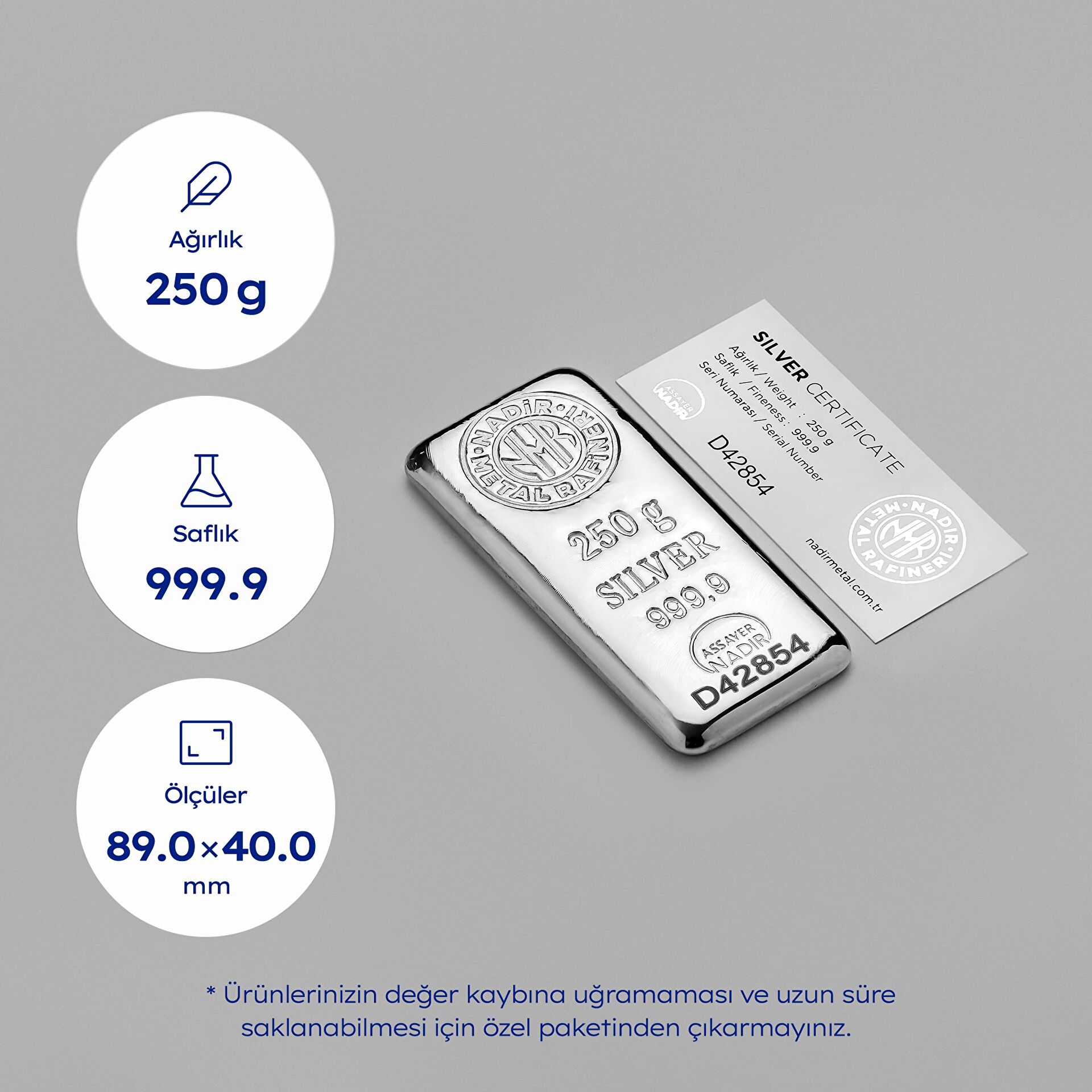 NadirGold 250 Gr Gümüş Külçe - 3