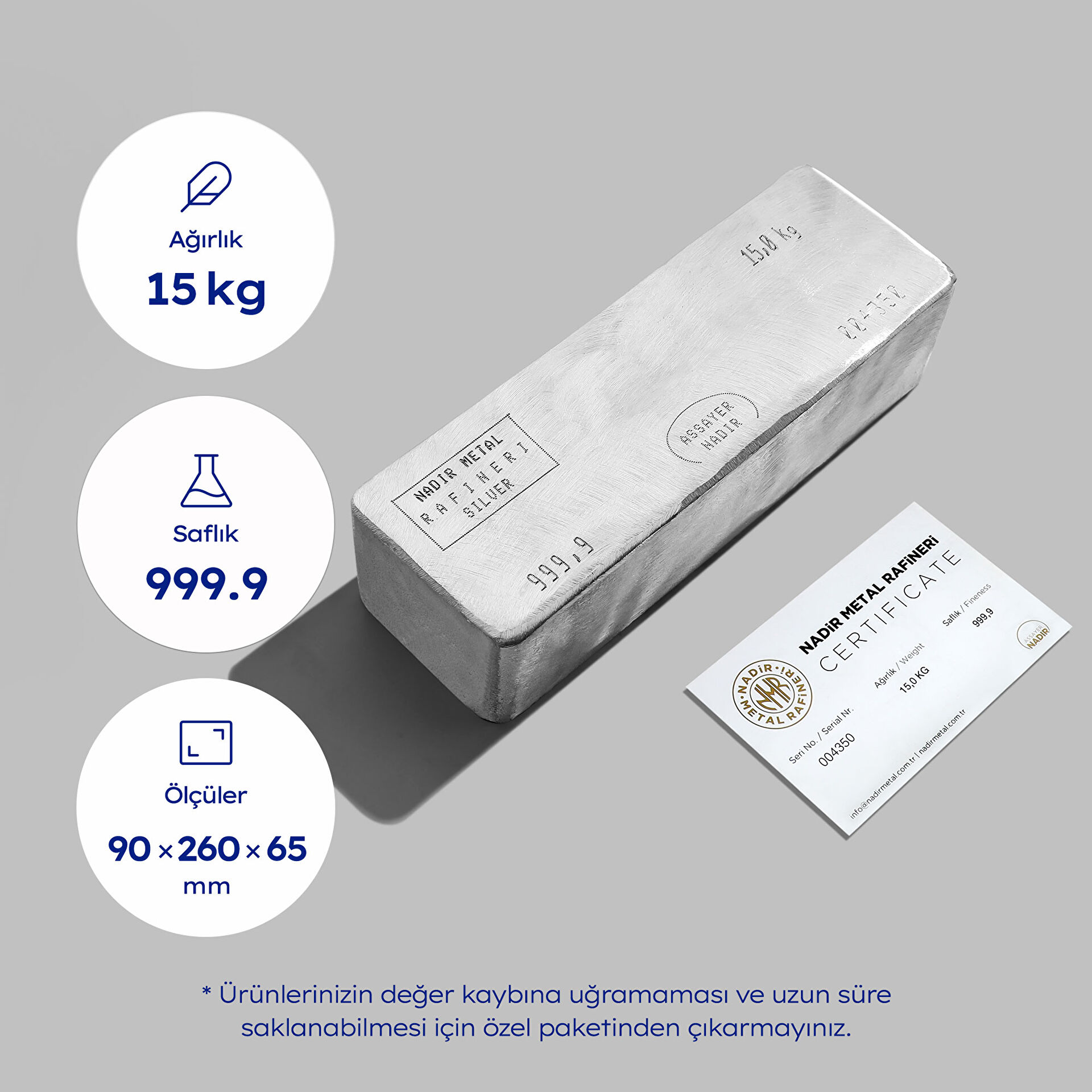 NadirGold 15 Kg 999‚9 Gümüş Külçe - 3