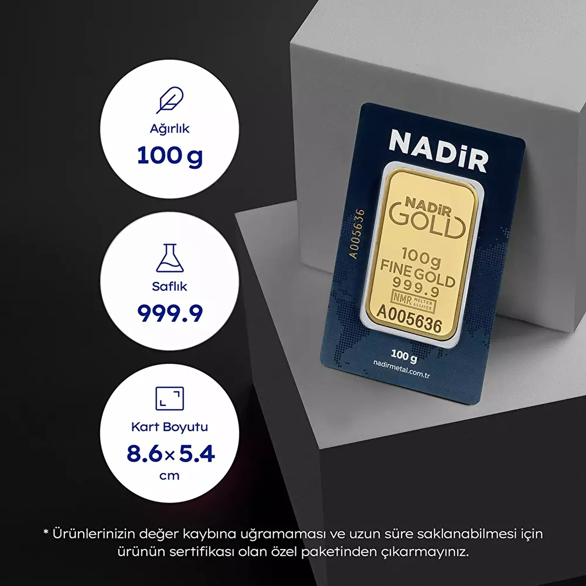 NadirGold 100 Gr Külçe Altın 999.9 - 3